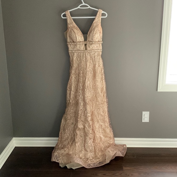 Nude / Blush / Gold Formal Sparkly Dress (S) - Picture 1 of 9